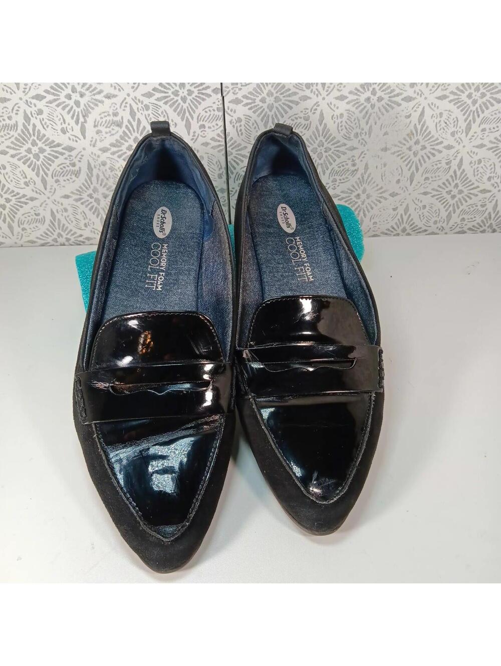 Dr Scholl's Women's Eclipse Loafer Sz 8.5 Black Mixed Texture Mem Foam Cool Fit
